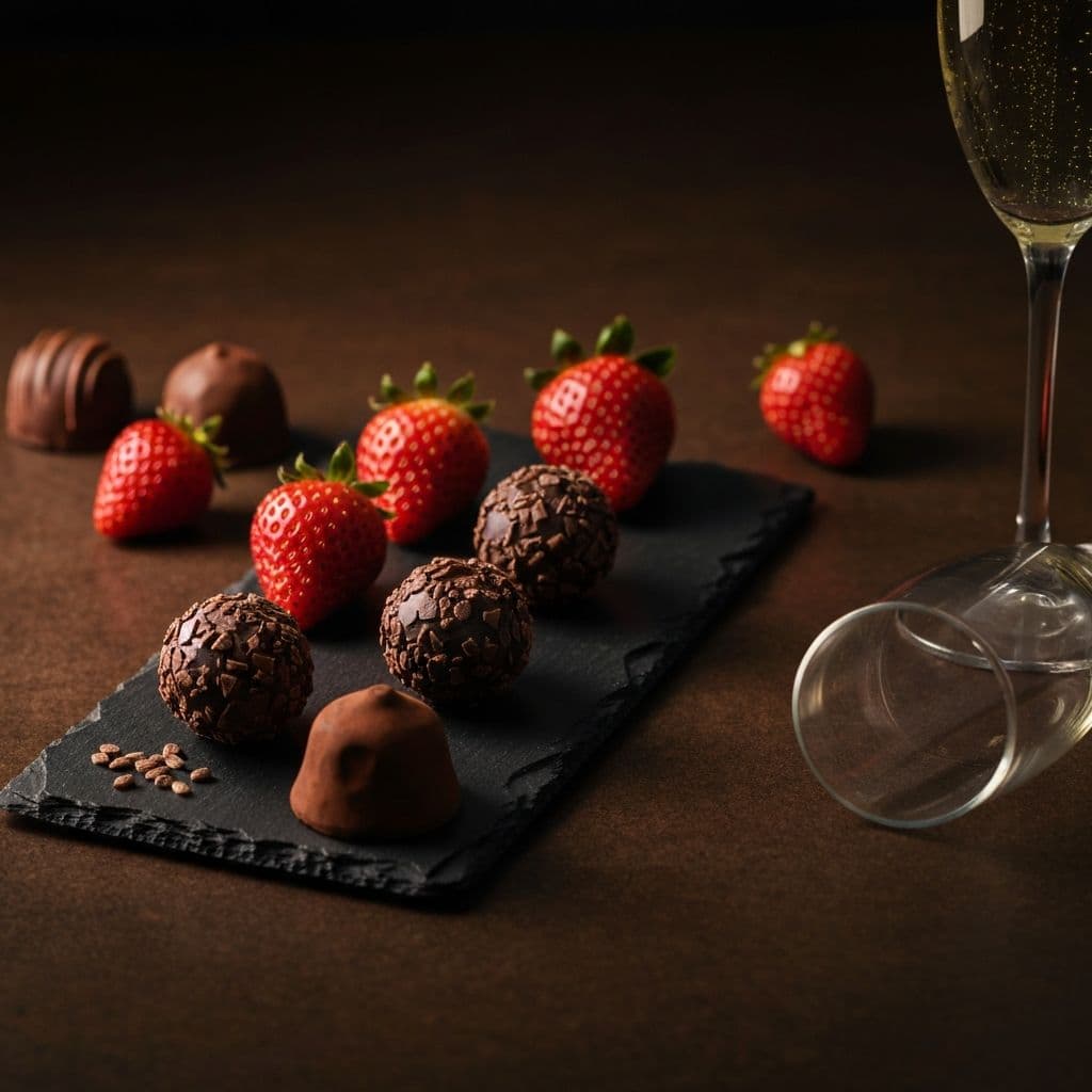 Gourmet chocolates and champagne